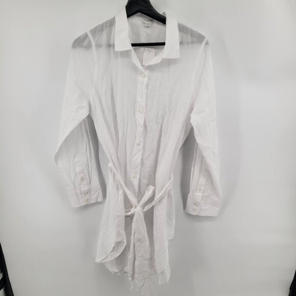 J Crew Cover-up shirtdress Size Medium White Tie Waist - Picture 3 of 9